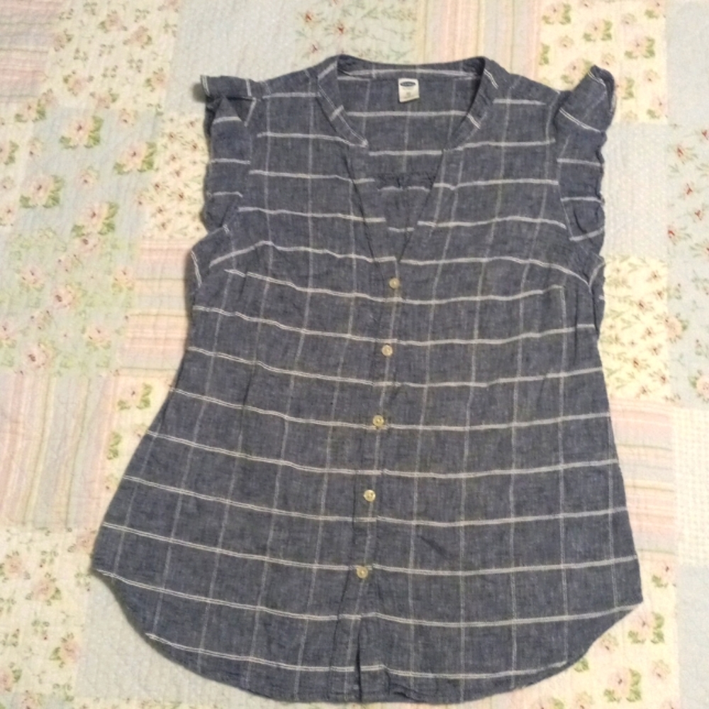 Old navy jean / blue blouse / top xs